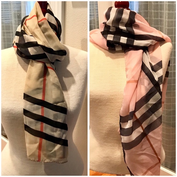 🌸1 LEFT! Plaid Chiffon Scarves - Picture 2 of 4